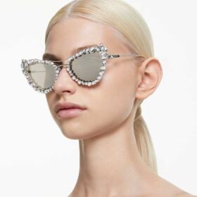 2-in-1 clip-on zonnebril, opvallend, cat-eye-vorm, Sk7011, wit