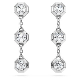 Achtkantige druppeloorbellen met in het laboratorium gekweekte diamanten, 0,6 karaat in totaal, ronde vorm, sterlingzilver