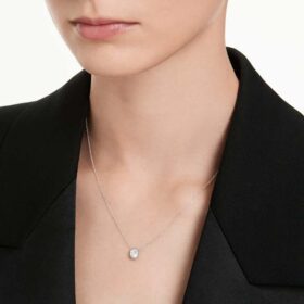 Achtkantige hanger met in het laboratorium gekweekte diamanten 0,5 ct totaal, achtkantige vorm, 14K witgoud Achtkantige hanger met in het laboratorium gekweekte diamanten 0,5 ct totaal, achtkantige vorm, 14K witgoud