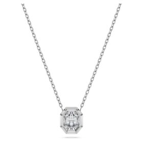Achtkantige hanger met in het laboratorium gekweekte diamanten 0,5 ct totaal, achtkantige vorm, 14K witgoud Achtkantige hanger met in het laboratorium gekweekte diamanten 0,5 ct totaal, achtkantige vorm, 14K witgoud