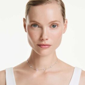 Achtkantige ketting met in het laboratorium gekweekte diamanten van in totaal 0,7 karaat, ronde vorm, sterlingzilver Achtkantige ketting met in het laboratorium gekweekte diamanten van in totaal 0,7 karaat, ronde vorm, sterlingzilver