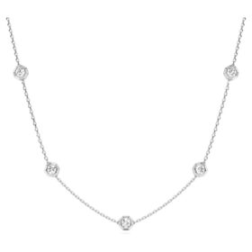 Achtkantige ketting met in het laboratorium gekweekte diamanten van in totaal 0,7 karaat, ronde vorm, sterlingzilver Achtkantige ketting met in het laboratorium gekweekte diamanten van in totaal 0,7 karaat, ronde vorm, sterlingzilver