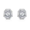 Achtkantige oorbellen met in het laboratorium gekweekte diamanten, 1,0 karaat in totaal, achtkantige vorm, 14K witgoud