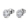 Achtkantige oorbellen met in het laboratorium gekweekte diamanten, 1,0 karaat in totaal, achtkantige vorm, 14K witgoud