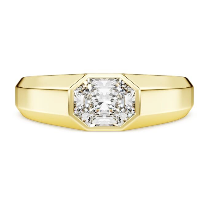 Achtkantige ring met in het laboratorium gekweekte diamanten 1,0 ct in totaal, achthoekige vorm, 14-karaats geelgoud Achtkantige ring met in het laboratorium gekweekte diamanten 1,0 ct in totaal, achthoekige vorm, 14-karaats geelgoud