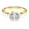 Achtkantige ring met in het laboratorium gekweekte diamanten, 1,0 karaat in totaal, achthoekige vorm, 14-karaats geelgoud