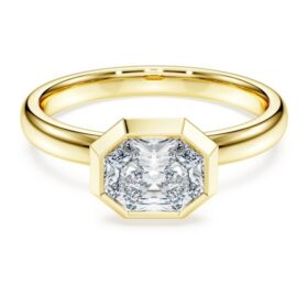 Achtkantige ring met in het laboratorium gekweekte diamanten, 1,0 karaat in totaal, achthoekige vorm, 14-karaats geelgoud