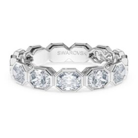 Achtkantige ring met in het laboratorium gekweekte diamanten 2,4 karaat in totaal, achthoekige vorm, 14K witgoud