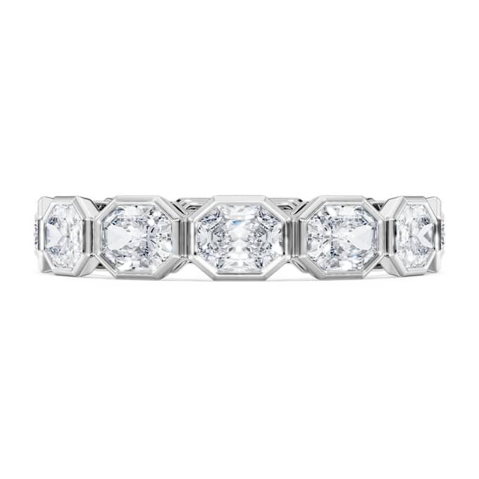 Achtkantige ring met in het laboratorium gekweekte diamanten 2,4 karaat in totaal, achthoekige vorm, 14K witgoud Achtkantige ring met in het laboratorium gekweekte diamanten 2,4 karaat in totaal, achthoekige vorm, 14K witgoud