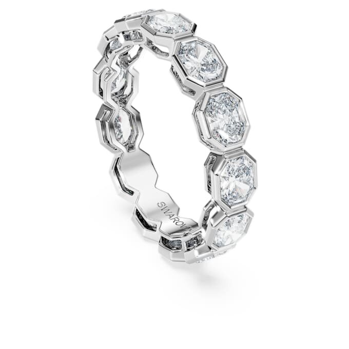 Achtkantige ring met in het laboratorium gekweekte diamanten 2,4 karaat in totaal, achthoekige vorm, 14K witgoud Achtkantige ring met in het laboratorium gekweekte diamanten 2,4 karaat in totaal, achthoekige vorm, 14K witgoud