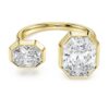 Achtkantige ring met in het laboratorium gekweekte diamanten 4,10 ct in totaal, achtkantige vorm, 18-karaats geelgoud