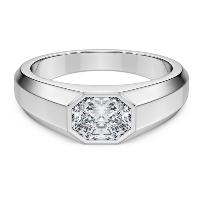 Achtkantige ring met in het laboratorium gekweekte diamanten van in totaal 1,0 karaat, achthoekige vorm, 14-karaats witgoud Achtkantige ring met in het laboratorium gekweekte diamanten van in totaal 1,0 karaat, achthoekige vorm, 14-karaats witgoud