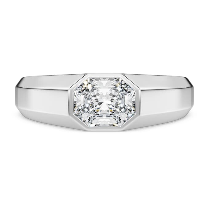 Achtkantige ring met in het laboratorium gekweekte diamanten van in totaal 1,0 karaat, achthoekige vorm, 14-karaats witgoud Achtkantige ring met in het laboratorium gekweekte diamanten van in totaal 1,0 karaat, achthoekige vorm, 14-karaats witgoud