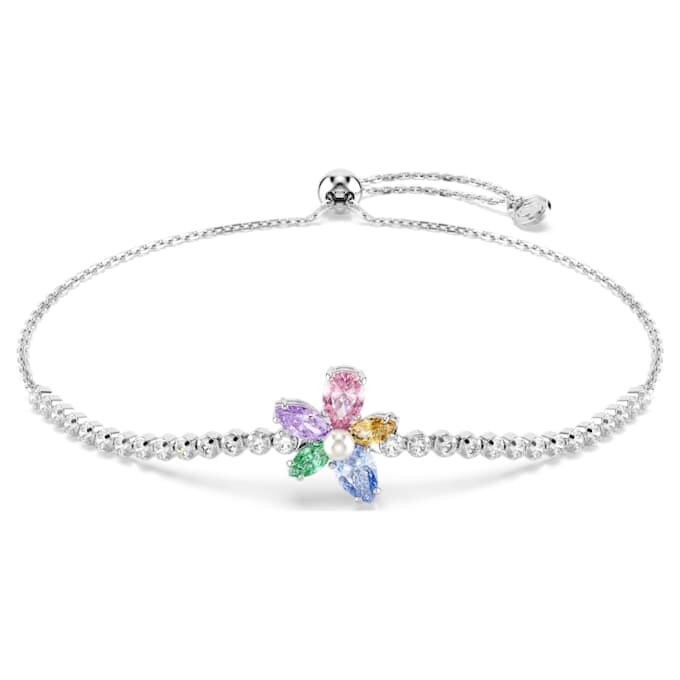 Ariana Grande X Swarovski-armband met gemengde slijpvormen, bloem, veelkleurig, gerhodineerd Ariana Grande X Swarovski-armband met gemengde slijpvormen, bloem, veelkleurig, gerhodineerd