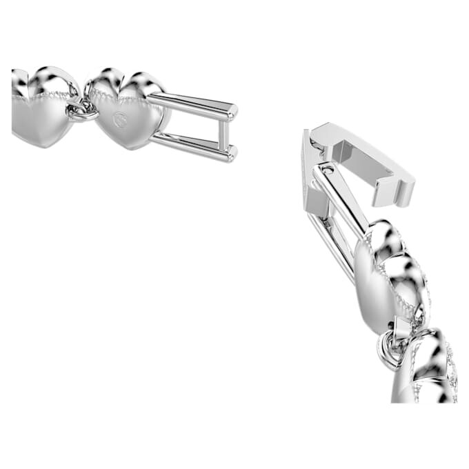 Ariana Grande X Swarovski-armband met gemengde slijpvormen, hartjes, wit, gerhodineerd Ariana Grande X Swarovski-armband met gemengde slijpvormen, hartjes, wit, gerhodineerd