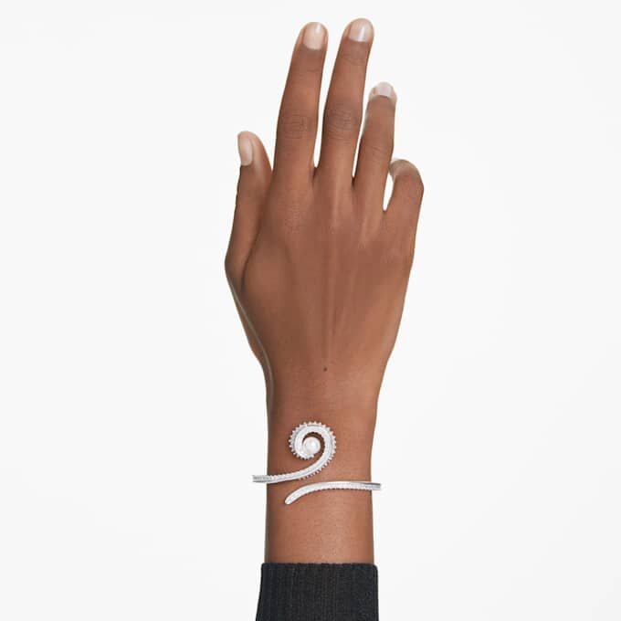 Ariana Grande X Swarovski-armband met kristallen parel, baguette-slijpsel, wit, gerhodineerd Ariana Grande X Swarovski-armband met kristallen parel, baguette-slijpsel, wit, gerhodineerd