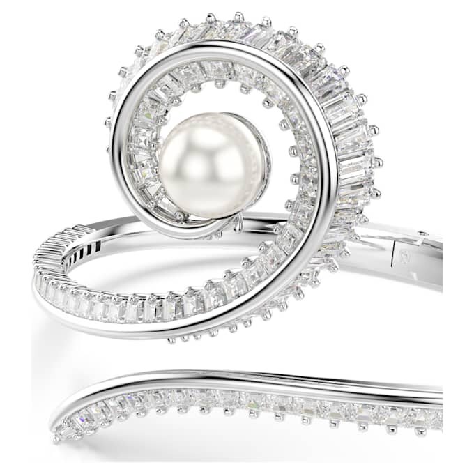 Ariana Grande X Swarovski-armband met kristallen parel, baguette-slijpsel, wit, gerhodineerd Ariana Grande X Swarovski-armband met kristallen parel, baguette-slijpsel, wit, gerhodineerd