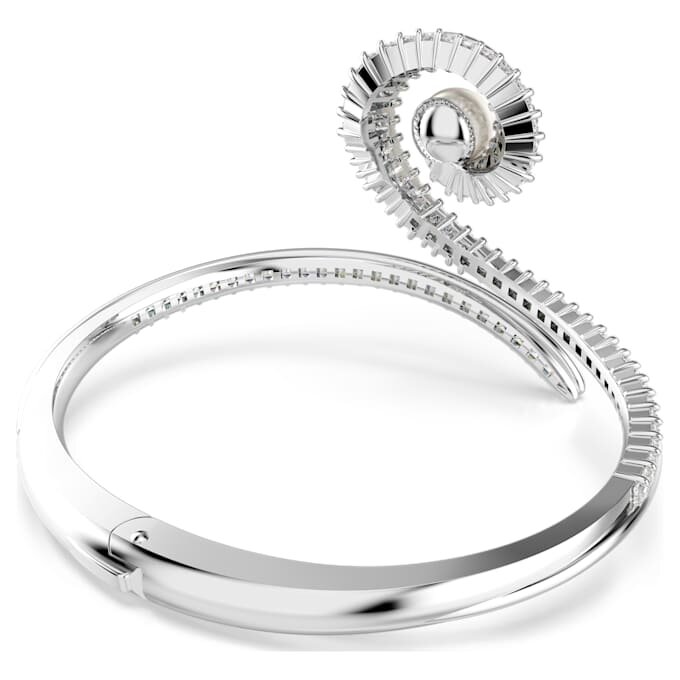 Ariana Grande X Swarovski-armband met kristallen parel, baguette-slijpsel, wit, gerhodineerd Ariana Grande X Swarovski-armband met kristallen parel, baguette-slijpsel, wit, gerhodineerd