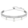 Ariana Grande X Swarovski-armband met kristallen parels, ronde slijpvorm, wit, gerhodineerd