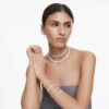 Ariana Grande X Swarovski-armband met kristallen parels, ronde slijpvorm, wit, gerhodineerd