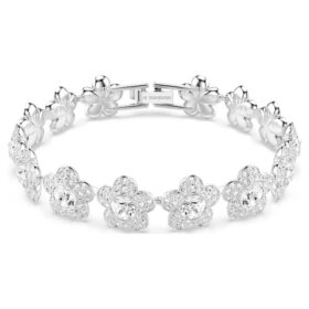 Ariana Grande X Swarovski-armband, ronde slijpvorm, bloem, wit, gerhodineerd Ariana Grande X Swarovski-armband, ronde slijpvorm, bloem, wit, gerhodineerd