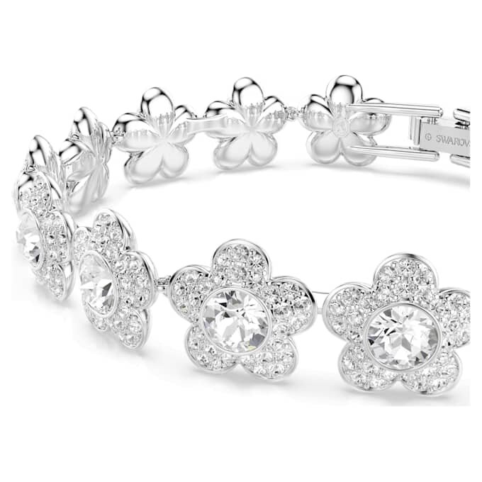 Ariana Grande X Swarovski-armband, ronde slijpvorm, bloem, wit, gerhodineerd Ariana Grande X Swarovski-armband, ronde slijpvorm, bloem, wit, gerhodineerd