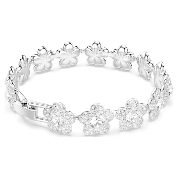 Ariana Grande X Swarovski-armband, ronde slijpvorm, bloem, wit, gerhodineerd Ariana Grande X Swarovski-armband, ronde slijpvorm, bloem, wit, gerhodineerd