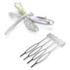 Ariana Grande X Swarovski-broche in haaraccessoire met kristallen parels, gemengde slijpvormen, libelle, wit, gerhodineerd Ariana Grande X Swarovski-broche in haaraccessoire met kristallen parels, gemengde slijpvormen, libelle, wit, gerhodineerd