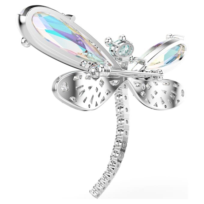 Ariana Grande X Swarovski-broche in haaraccessoire met kristallen parels, gemengde slijpvormen, libelle, wit, gerhodineerd Ariana Grande X Swarovski-broche in haaraccessoire met kristallen parels, gemengde slijpvormen, libelle, wit, gerhodineerd