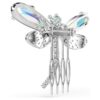 Ariana Grande X Swarovski-broche in haaraccessoire met kristallen parels, gemengde slijpvormen, libelle, wit, gerhodineerd Ariana Grande X Swarovski-broche in haaraccessoire met kristallen parels, gemengde slijpvormen, libelle, wit, gerhodineerd