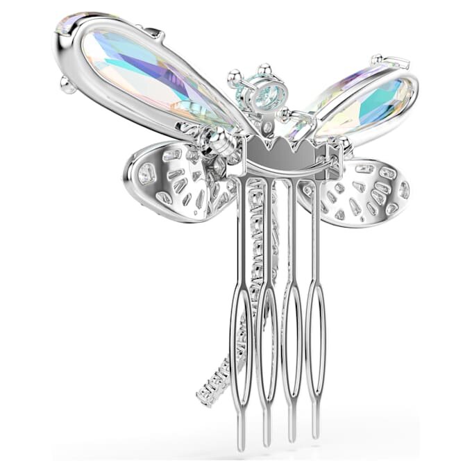 Ariana Grande X Swarovski-broche in haaraccessoire met kristallen parels, gemengde slijpvormen, libelle, wit, gerhodineerd Ariana Grande X Swarovski-broche in haaraccessoire met kristallen parels, gemengde slijpvormen, libelle, wit, gerhodineerd