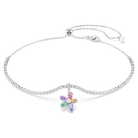Ariana Grande X Swarovski-choker met gemengde slijpvormen, bloemmotief, veelkleurig, gerhodineerd Ariana Grande X Swarovski-choker met gemengde slijpvormen, bloemmotief, veelkleurig, gerhodineerd
