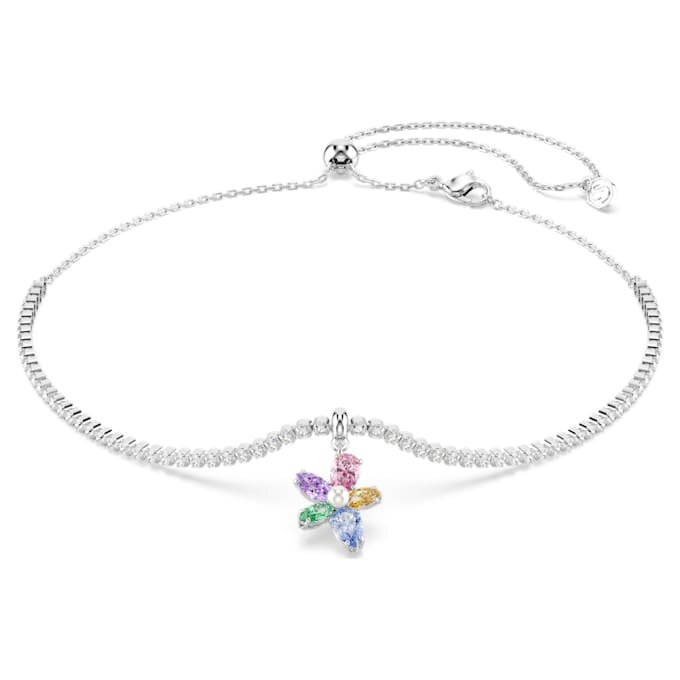 Ariana Grande X Swarovski-choker met gemengde slijpvormen, bloemmotief, veelkleurig, gerhodineerd Ariana Grande X Swarovski-choker met gemengde slijpvormen, bloemmotief, veelkleurig, gerhodineerd