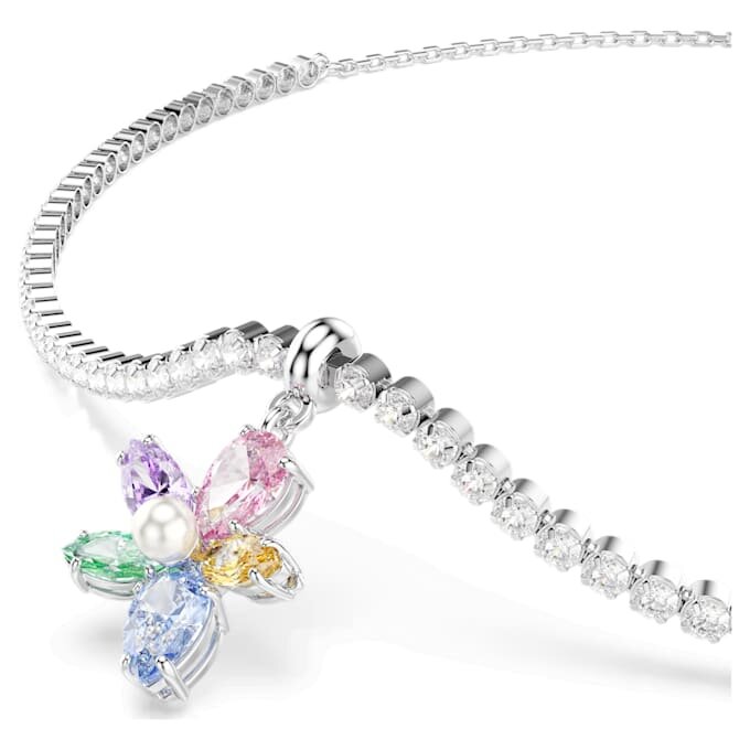 Ariana Grande X Swarovski-choker met gemengde slijpvormen, bloemmotief, veelkleurig, gerhodineerd Ariana Grande X Swarovski-choker met gemengde slijpvormen, bloemmotief, veelkleurig, gerhodineerd