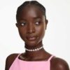 Ariana Grande X Swarovski choker met kristallen parel, ronde slijpvorm, wit, gerhodineerd