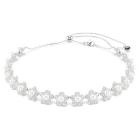 Ariana Grande X Swarovski choker met kristallen parel, ronde slijpvorm, wit, gerhodineerd Ariana Grande X Swarovski choker met kristallen parel, ronde slijpvorm, wit, gerhodineerd