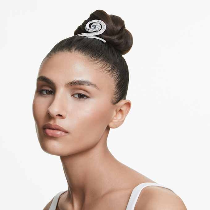 Ariana Grande X Swarovski-haarspeld met baguette-slijpsel, wit, gerhodineerd Ariana Grande X Swarovski-haarspeld met baguette-slijpsel, wit, gerhodineerd