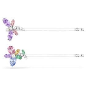 Ariana Grande X Swarovski haarspeld met gemengde slijpvormen, libelle, bloem, veelkleurig, gerhodineerd
