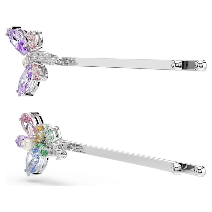 Ariana Grande X Swarovski haarspeld met gemengde slijpvormen, libelle, bloem, veelkleurig, gerhodineerd Ariana Grande X Swarovski haarspeld met gemengde slijpvormen, libelle, bloem, veelkleurig, gerhodineerd