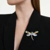 Ariana Grande X Swarovski hanger en broche met kristallen parel, gemengde slijpvormen, libelle, wit, gerhodineerd