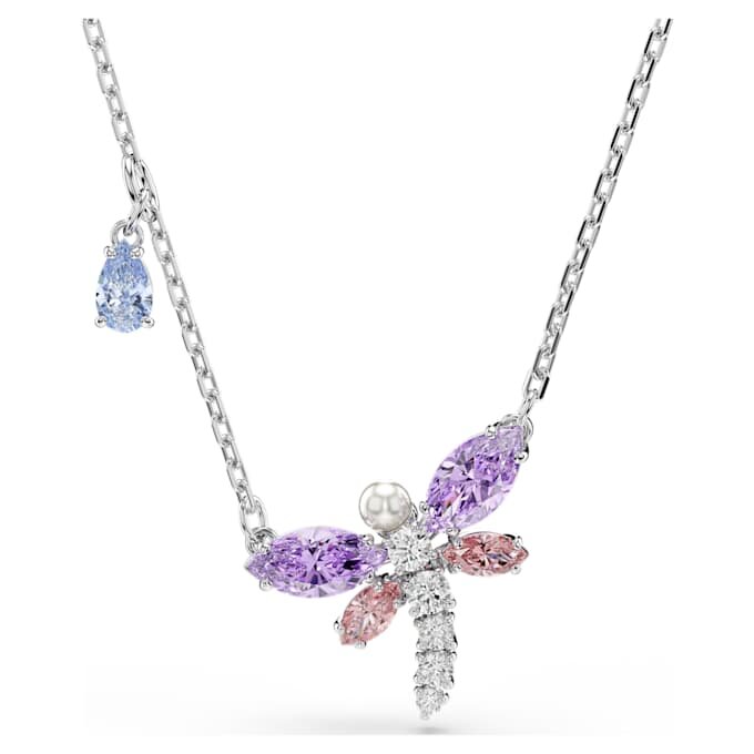 Ariana Grande X Swarovski hanger met gemengde slijpvormen, libelle, veelkleurig, gerhodineerd Ariana Grande X Swarovski hanger met gemengde slijpvormen, libelle, veelkleurig, gerhodineerd
