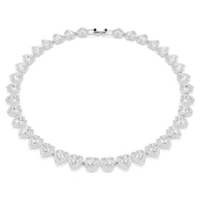 Ariana Grande X Swarovski ketting met gemengde slijpvormen, hart, wit, gerhodineerd Ariana Grande X Swarovski ketting met gemengde slijpvormen, hart, wit, gerhodineerd