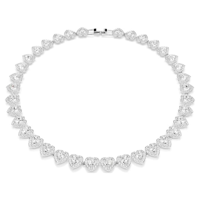 Ariana Grande X Swarovski ketting met gemengde slijpvormen, hart, wit, gerhodineerd Ariana Grande X Swarovski ketting met gemengde slijpvormen, hart, wit, gerhodineerd