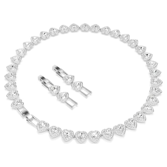 Ariana Grande X Swarovski ketting met gemengde slijpvormen, hart, wit, gerhodineerd Ariana Grande X Swarovski ketting met gemengde slijpvormen, hart, wit, gerhodineerd