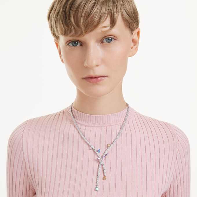 Ariana Grande X Swarovski-ketting met gemengde slijpvormen, libelle, veelkleurig, gerhodineerd Ariana Grande X Swarovski-ketting met gemengde slijpvormen, libelle, veelkleurig, gerhodineerd