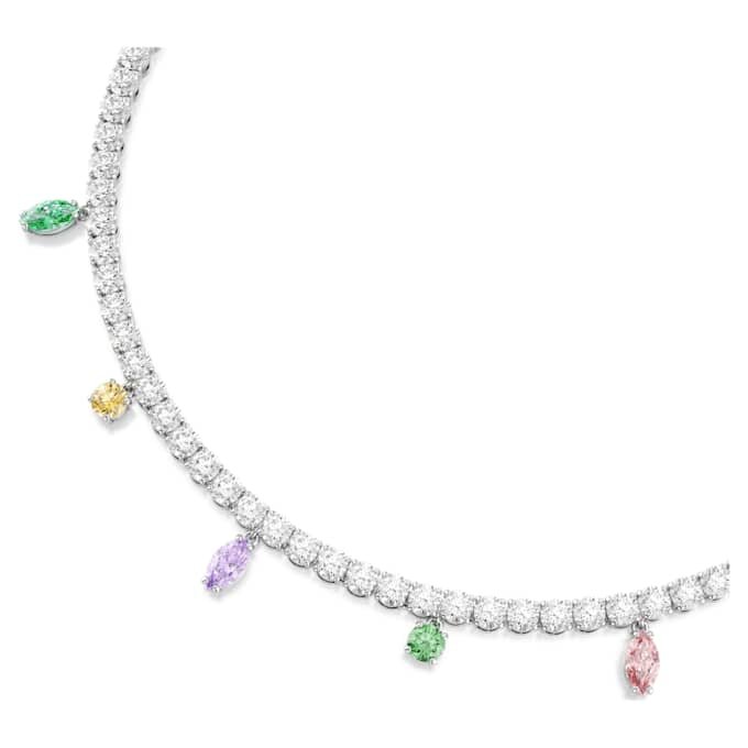 Ariana Grande X Swarovski-ketting met gemengde slijpvormen, veelkleurig, gerhodineerd Ariana Grande X Swarovski-ketting met gemengde slijpvormen, veelkleurig, gerhodineerd