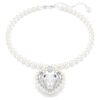 Ariana Grande X Swarovski ketting met kristallen parel, hartvormige slijpvorm, hart, wit, gerhodineerd