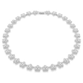 Ariana Grande X Swarovski-ketting, ronde slijpvorm, bloem, wit, gerhodineerd Ariana Grande X Swarovski-ketting, ronde slijpvorm, bloem, wit, gerhodineerd