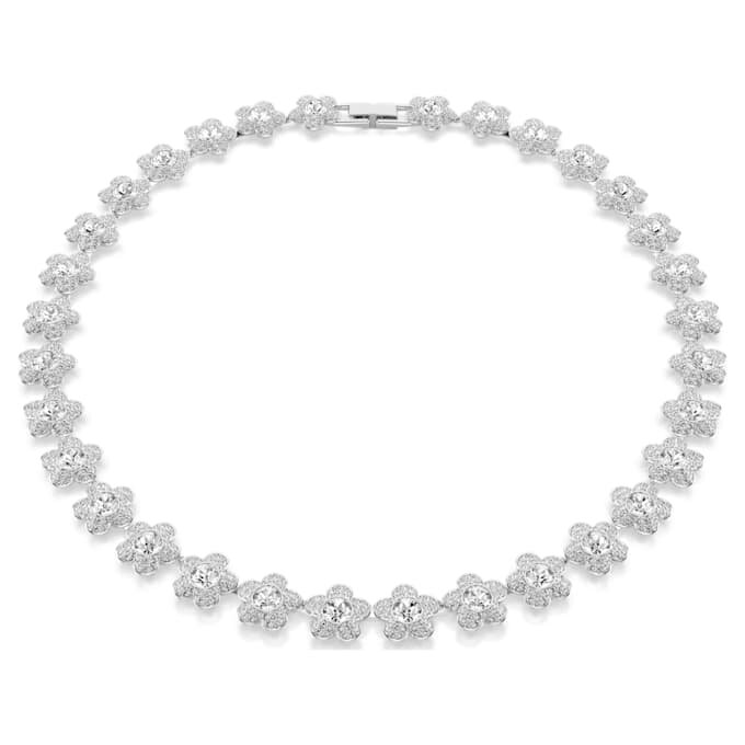 Ariana Grande X Swarovski-ketting, ronde slijpvorm, bloem, wit, gerhodineerd Ariana Grande X Swarovski-ketting, ronde slijpvorm, bloem, wit, gerhodineerd