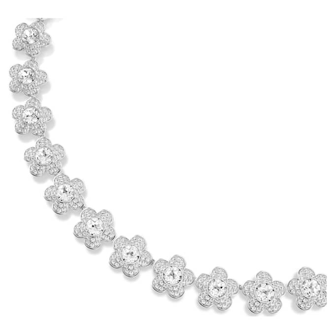 Ariana Grande X Swarovski-ketting, ronde slijpvorm, bloem, wit, gerhodineerd Ariana Grande X Swarovski-ketting, ronde slijpvorm, bloem, wit, gerhodineerd